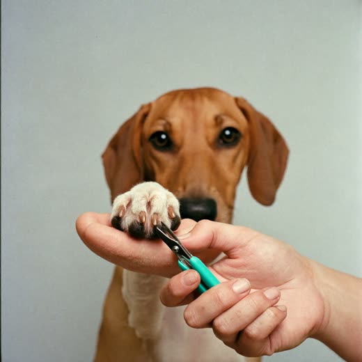 A dog's paw having its nails clipped